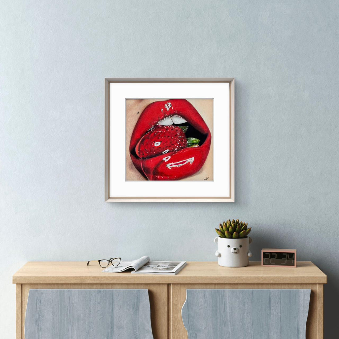 Strawberry in lips